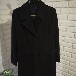 Reitmans Ladies Black Fully Lined 3 Button Closure Pea Coat